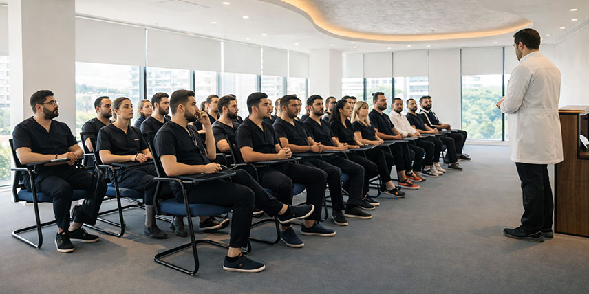 Dr. Balwi and the Elithair surgical team during a hair transplant training seminar